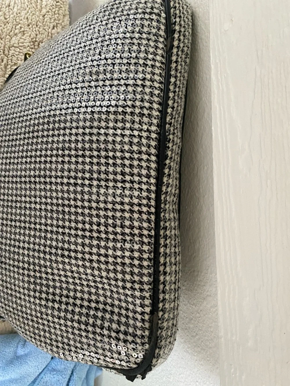 Betsy Johnson houndstooth sparkly black and white sequins laptop or media bag